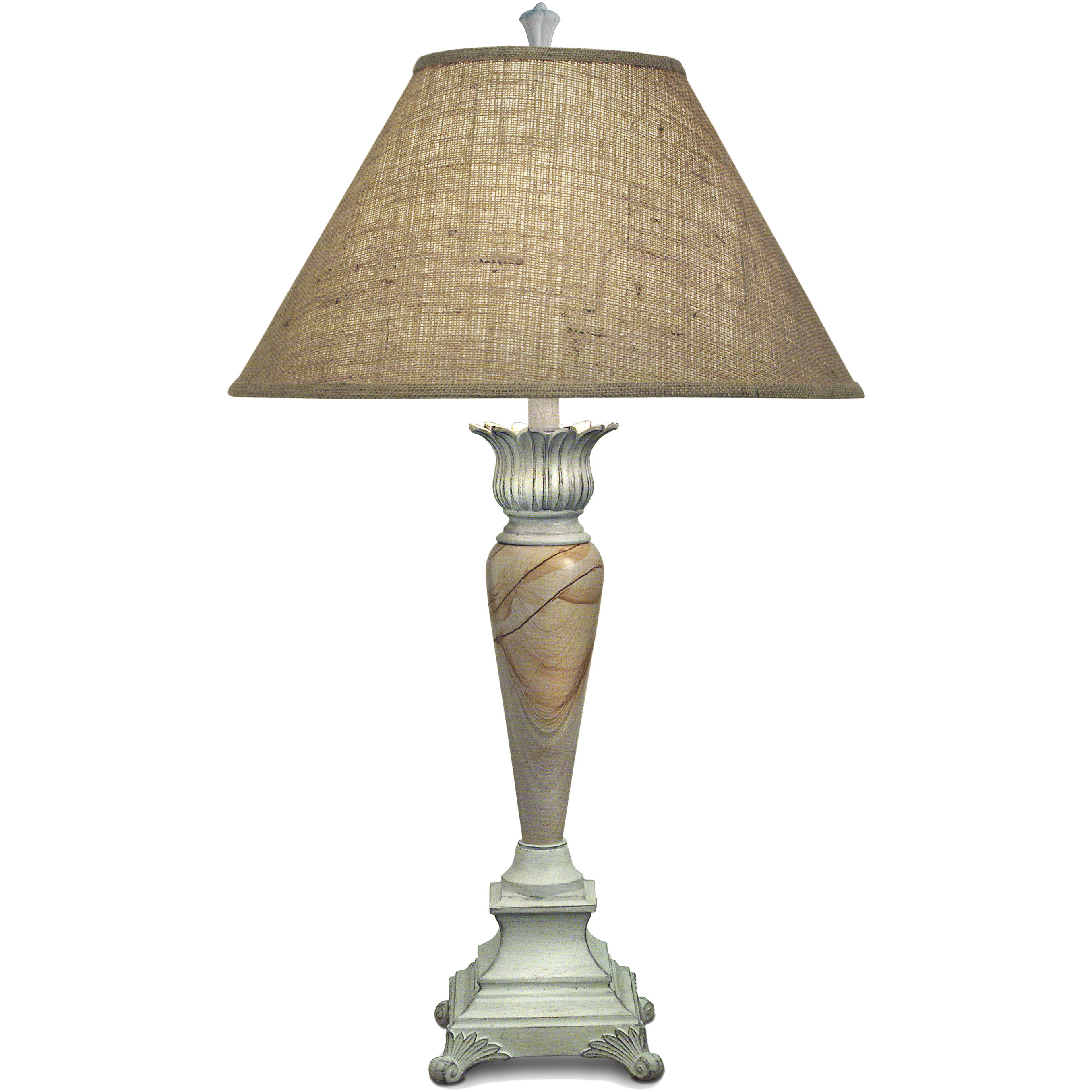 Ellie 35 inch 150 watt Distressed White and Teakwood Marble Table Lamp Portable Light
